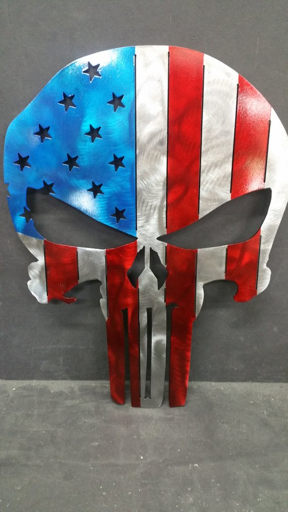 American Flag Punisher Skull Steel Wall Sign - Click Image to Close